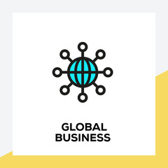 Wall Mural - GLOBAL BUSINESS LINE ICON SET