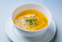 Chicken Soup Bouillon In A Plate