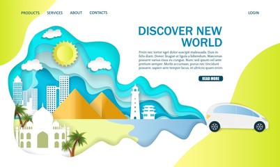 Wall Mural - discover new world vector website landing page design template