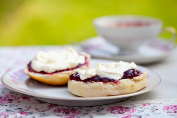 Scones with cream and jam