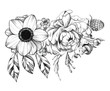 Black Ink Tattoo Hand Drawn Bouquet
