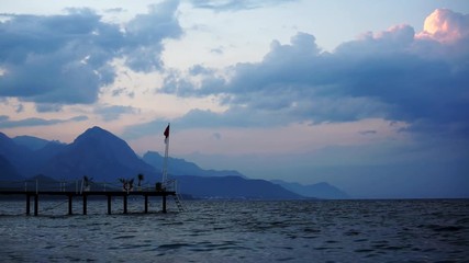 Wall Mural - Sea sunset with mountains in the background. Turkey, Kemer.