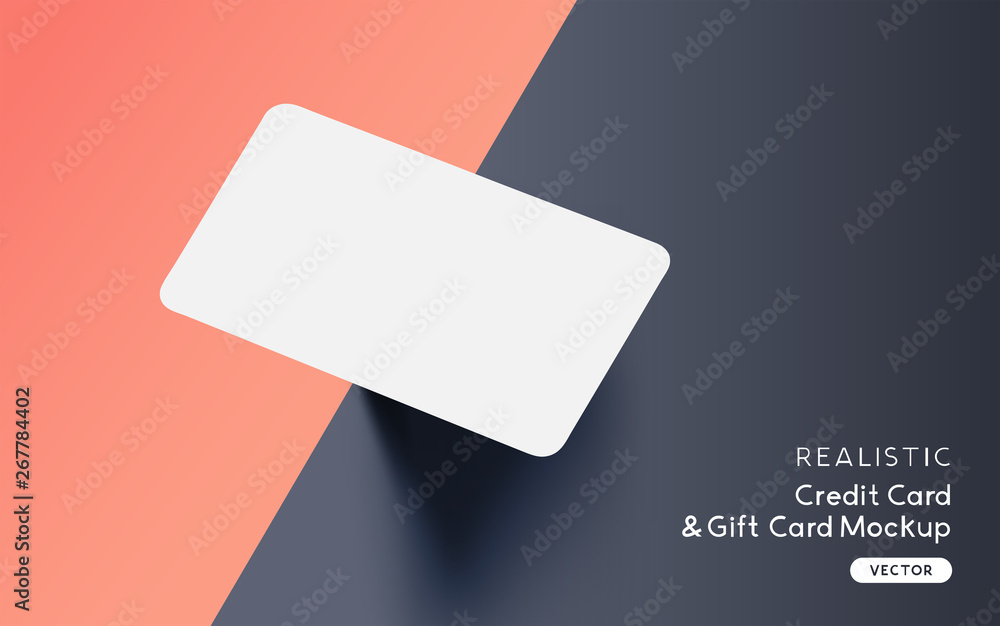 Brand identity blank credit / gift / business card mockup template design with vector shadow effects. - obrazy, fototapety, plakaty 