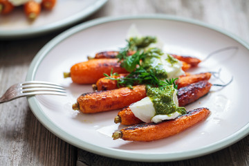 Wall Mural - Roast carrots with pesto and mozzarella