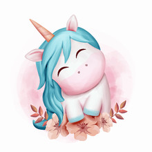 Baby Unicorn Smile Cute Watercolor