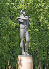 YAROSLAVL, RUSSIA. A Monument To Actor Volkov F.G. Against The Background Of Trees