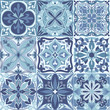 Vector Portuguese Azulejo Tiles Seamless Pattern Background