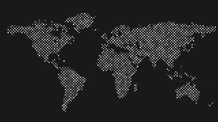 halftone world map background - vector illustration from dots