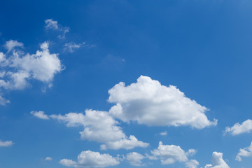 White cloud over clear blue sky, summer outdoor day light, nature concept background