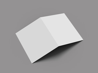 White vertical booklet mockap brochure magazine A4 divided into two parts isolated. 3D rendering.