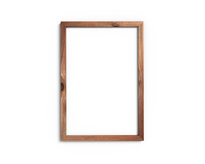 Old wooden frame mockup A4 2x3 vertical on a white background. 3D rendering.