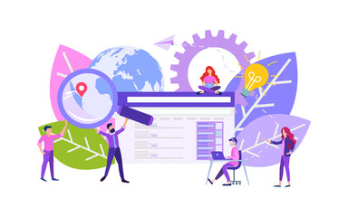 Wall Mural - office workers are studying the web search system