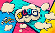 Blog Pop art cloud bubble. Funny comic speech bubble. Social Media Connecting Blog Communication Content. Trendy blogging Colorful retro vintage illustration background. Easy editable for Your design.