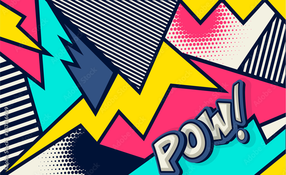 Comic. Pow! Pop art funny comic speech word. Fashionable poster and banner. Social Media Connecting Blog Communication Content. Trendy and fashion color retro vintage illustration background.  - obrazy, fototapety, plakaty 