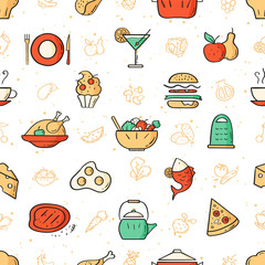 Wall Mural - line style nutrition pattern. doodle seamless background. the modern and light pattern is ideal for 