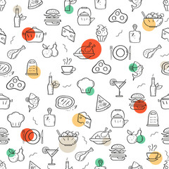 Wall Mural - line style nutrition pattern. doodle seamless background. the modern and light pattern is ideal for 