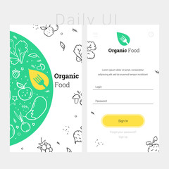 Wall Mural - green app design template of organic food. concept food interface design. modern flat design templat
