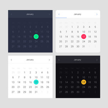 App And Web Design Set Of Calendar. Daily Ui. Web Interface Template