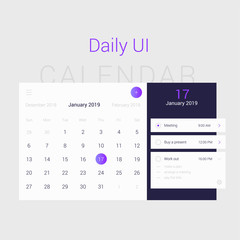 Wall Mural - modern web design white calendar and planner. daily ui. web interface template