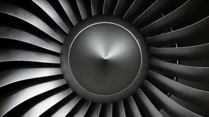 Wall Mural - animation jet engine, close-up view jet engine blades. front view of a jet engine and blades. animat