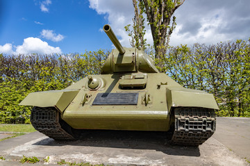 Soviet tank T34, from WWII, monument memorizing the battle to free up Gdansk in Poland from German occupation during World War II.