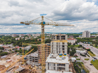 aerial view of apartment construction site