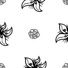 Poster - Seamless pattern Hand Drawn flower doodle. Sketch style icon. Decoration element. Isolated on white background. Flat design. Vector illustration