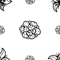 Poster - Seamless pattern Hand Drawn flower doodle. Sketch style icon. Decoration element. Isolated on white background. Flat design. Vector illustration