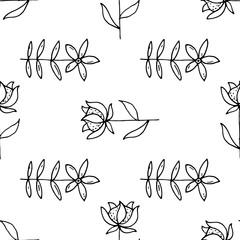 Poster - Hand Drawn flower doodle. Sketch style icon. Decoration element. Isolated on white background. Flat design. Vector illustration