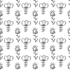 Poster - Hand Drawn flower doodle. Sketch style icon. Decoration element. Isolated on white background. Flat design. Vector illustration