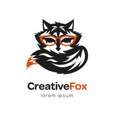 Wall Mural - creatine fox logo design template. isolated drawing for use as an icon, logo, identity, in web and a