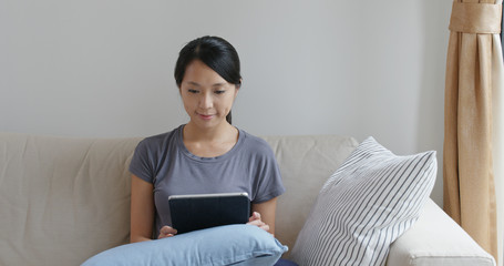 Canvas Print - Woman work on tablet computer