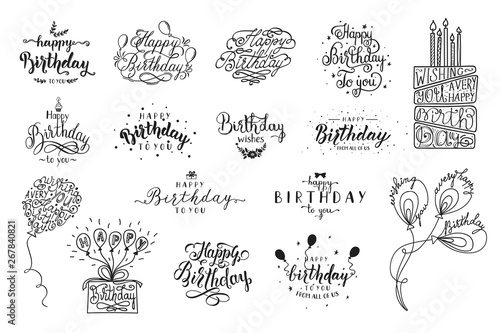 Happy Birthday party lettering design Canvas Print