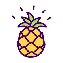 Simple Pineapple Cute Doodle Drawing Vector Isolated