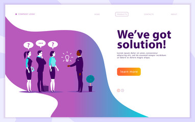 Wall Mural - Vector web page design template - complex business solution, project support, online consult, modern technology, service, time management, planning. Landing page. Mobile app. Flat concept illustration