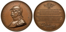 Germany German Bronze Medal 1897, Subject Chancellor Bismarck As Creator Of German State, Bust Of Bismarck In Pickelhaube 3/4th Left, Text In German,