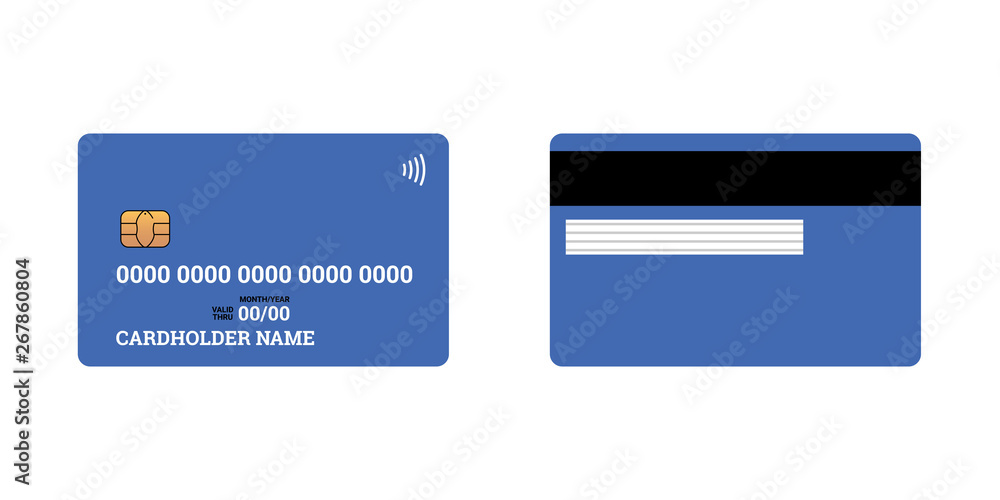 Debit Card Chip Design Bank plastic credit or debit contactless smart charge card front and ...