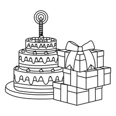 Wall Mural - gifts boxes presents with sweet cake