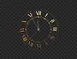 Gold clock, five minutes to midnight