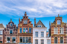 Classical Facades Of Houses In Delft, Netherlands