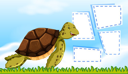 Wall Mural - A turtle on note template