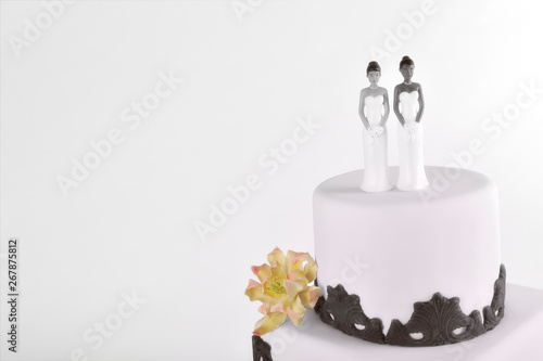 Wedding cake interracial lesbian couple cake-toppers - Buy this ...