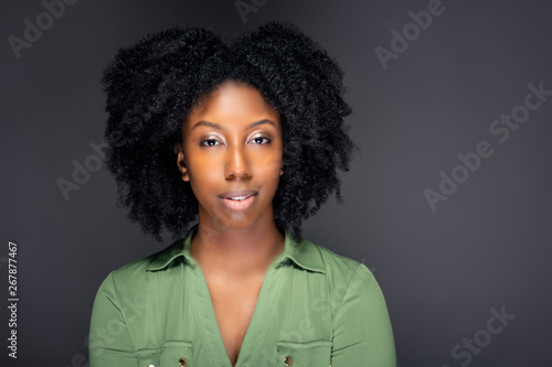 Black African American Fashion Model Posing With Afro