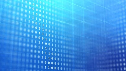Wall Mural - 3d render binary code digit number on blue background for cyber futuristic technology concept with d