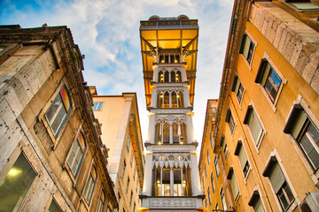 Santa Justa Elevator Entrance located near Rossio Square in Lisbon historic city center