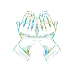 Praying hands. Hand drawing illustration.