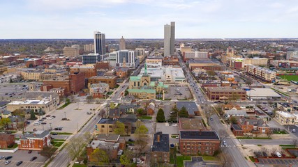 Wall Mural - Long Flat Urban City Syline in Fort Wayne Indiana