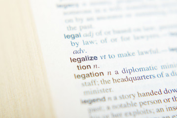 The description of the verb Legalize in English dictionary	