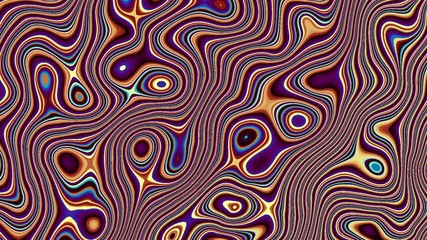 Poster - Moving random wavy texture. Psychedelic animated background. Looping footage.