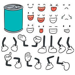 vector set of can cartoon